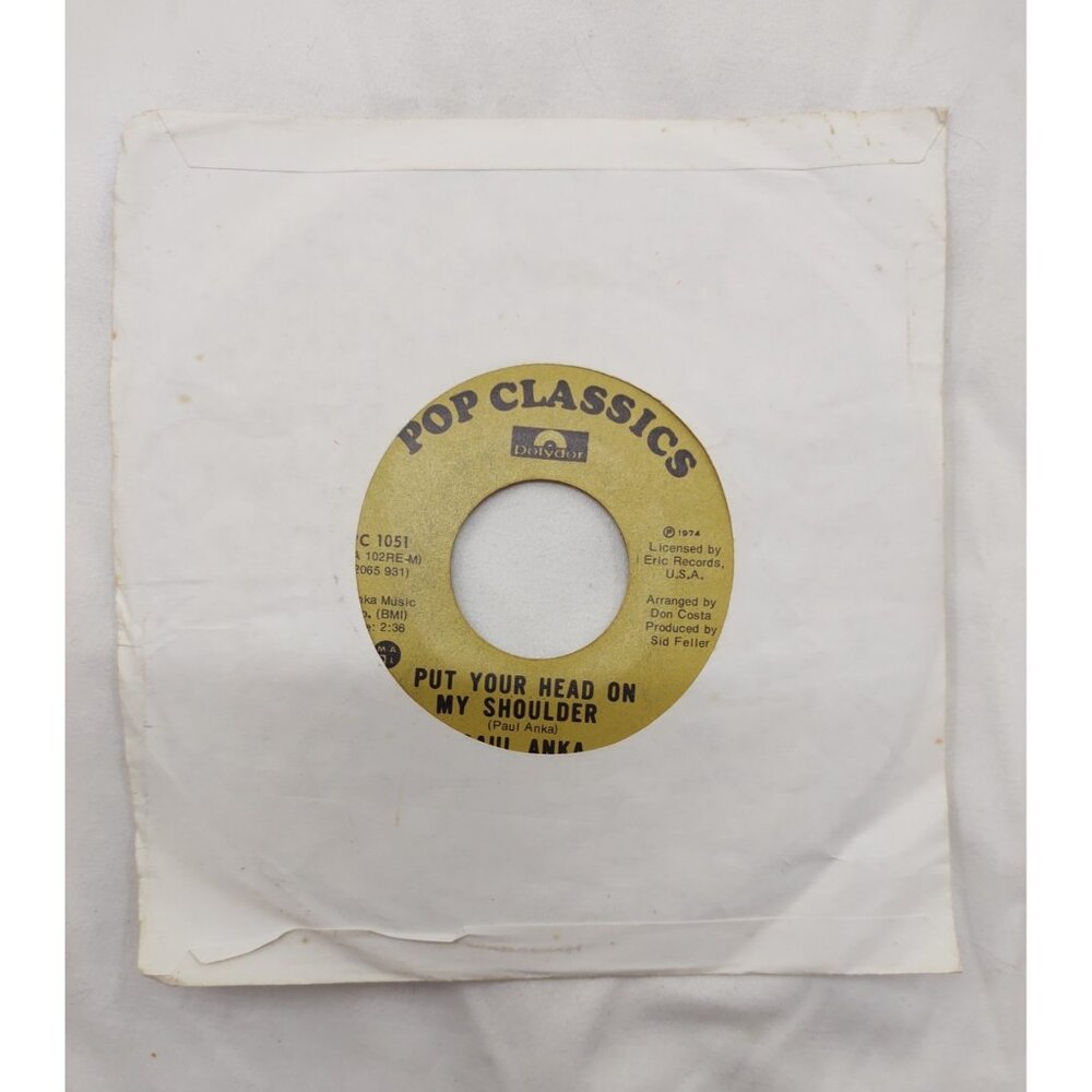 Paul Anka – Put Your Head On My Shoulder 7” Pop Classics PC 1051